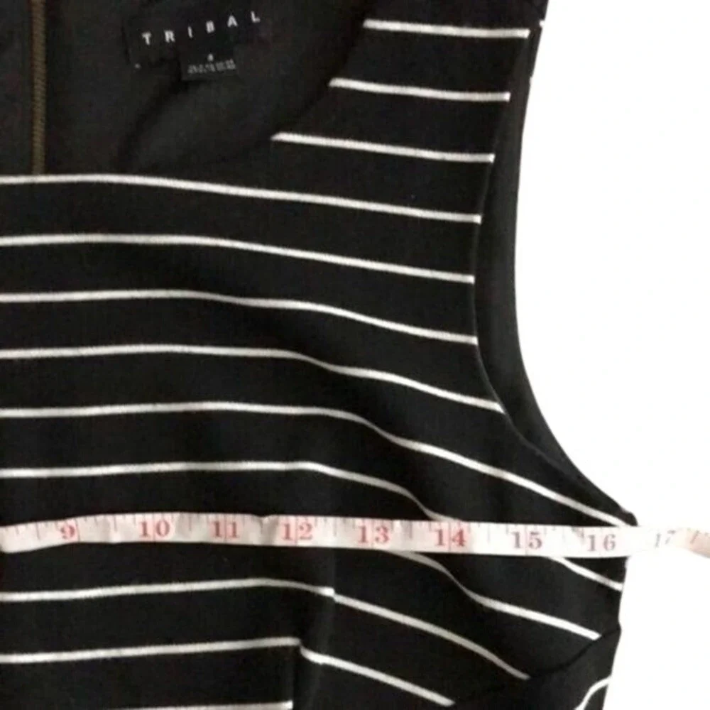Tribal Sleeveless Stripped Sheath‎ Bodycon Dress Black White Women's Size 2 - Picture 7 of 9